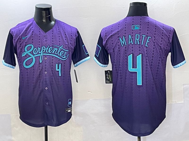 Men Arizona Diamondback #4 Marte Purple Joint Name 2025 Nike MLB Jersey style 4->arizona diamondback->MLB Jersey